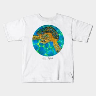 Caribbean unveiled on silk | Opal Sea Turtle Kids T-Shirt